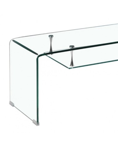 Meuble tv en verre trempé avec étagère suspendue vitrée