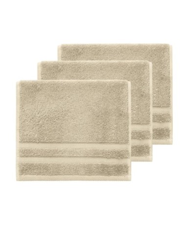 Lot de 3 serviettes invité 600 g/m² sable 30x50 cm