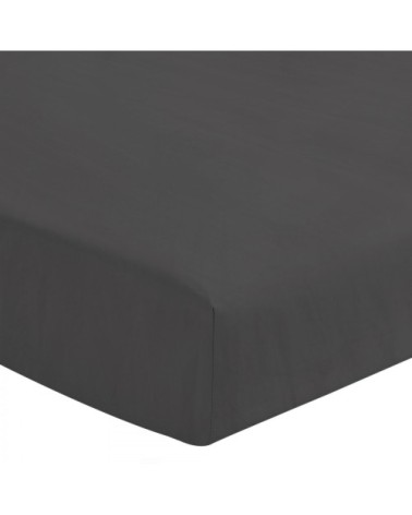 Drap Housse bonnet 25cm coton gris 90x190 cm