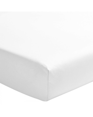 Drap Housse bonnet 25cm coton blanc 90x190 cm