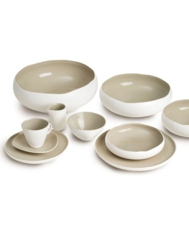 Coupelle en grès de table beige 13 cm - Lot de 6