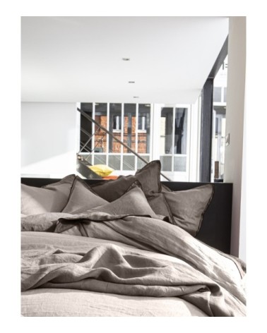 Housse de couette lin lave beige 240x260 cm