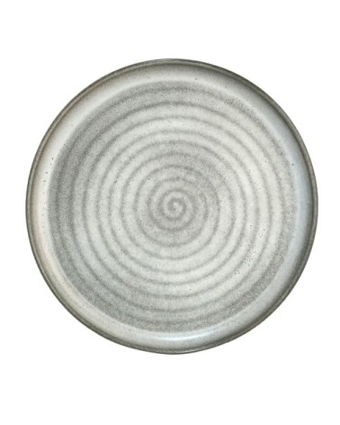 Assiette plate en porcelaine gris 33 cm - Lot de 2