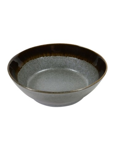 Assiette creuse en grès artisanal gris 19 cm - Lot de 4