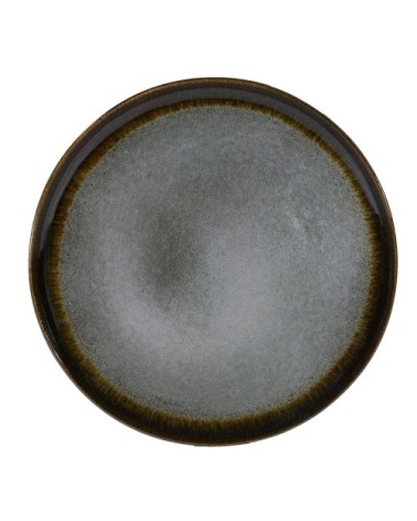 Assiette plate en grès artisanal gris 27 cm - Lot de 4