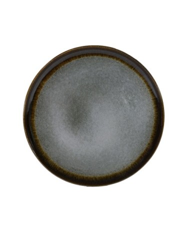 Assiette dessert en grès artisanal gris 20 cm - Lot de 6