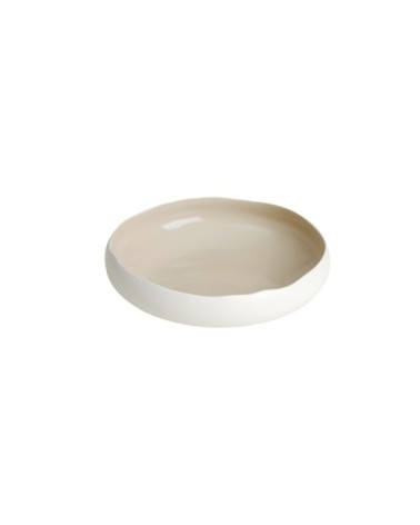 Assiette creuse en grès de table beige 20 cm - Lot de 6