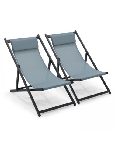 Lot de 2 transats en aluminium bleu