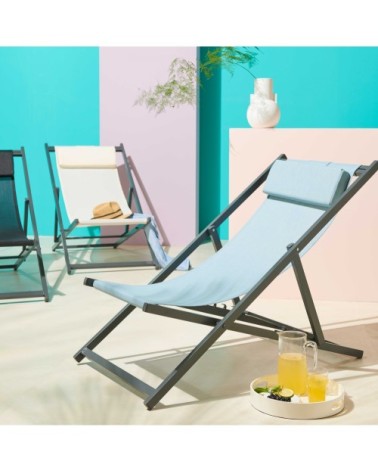 Lot de 2 transats en aluminium bleu