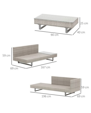 Ensemble salon de jardin d'angle 5 places design contemporain gris
