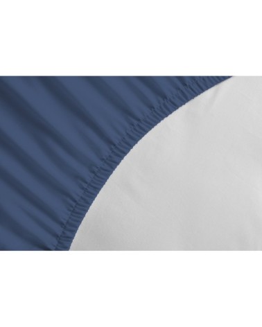 Drap housse coloré 100% coton - Bonnet 25cm - Bleu - 90x190 cm