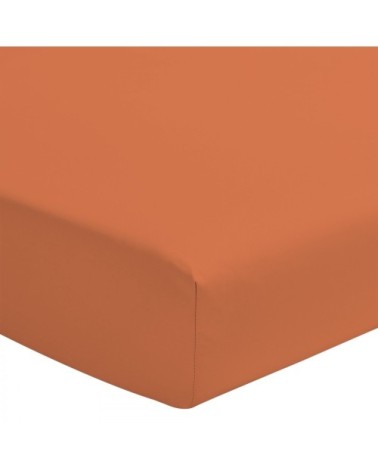 Drap housse percale de coton - Bonnet 30cm - Orange - 160x200 cm