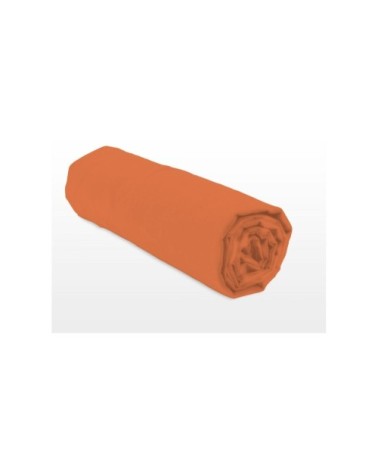 Drap housse percale de coton - Bonnet 30cm - Orange - 160x200 cm