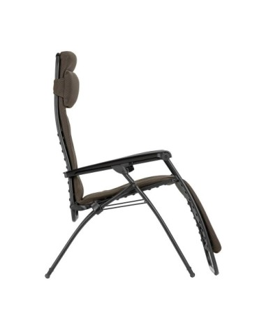 Ensemble fauteuil relax matelassé avec accessoires en acier marron