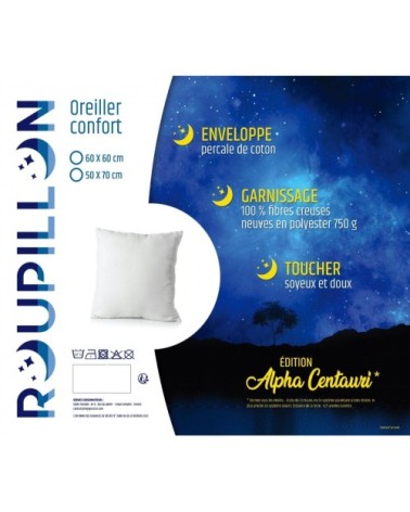 ALPHA CENTAURI Oreiller confort Percale/Microfibre - Blanc - 60x60 cm