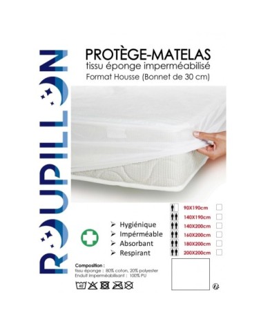 Protège matelas coton/polyester imperméabilisé - Blanc - 140x190 cm