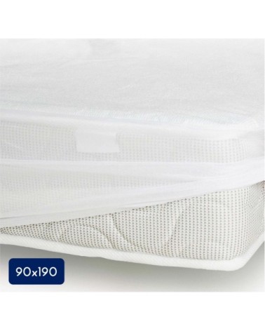 Protège matelas coton/polyester imperméabilisé - Blanc - 90x190 cm