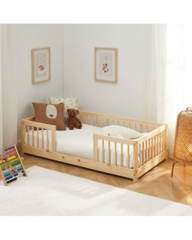 Lit enfant avec barrières 70x140 pin massif sommier inclus
