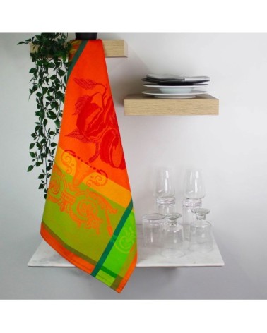 Torchon  pur coton orange 56x77