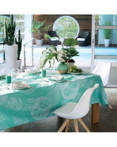 Nappe carrée  pur coton vert 180x180 cm