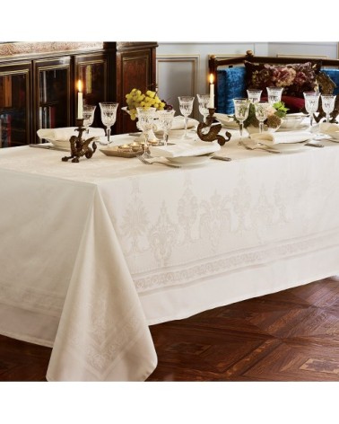 Nappe carrée  pur coton ivoire 190x190 cm