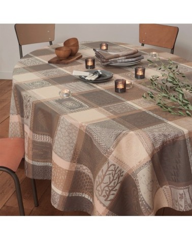 Nappe carrée  pur coton brun 115x115 cm