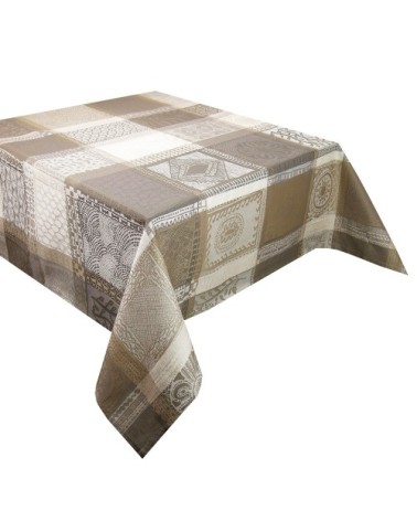 Nappe carrée  pur coton brun 115x115 cm