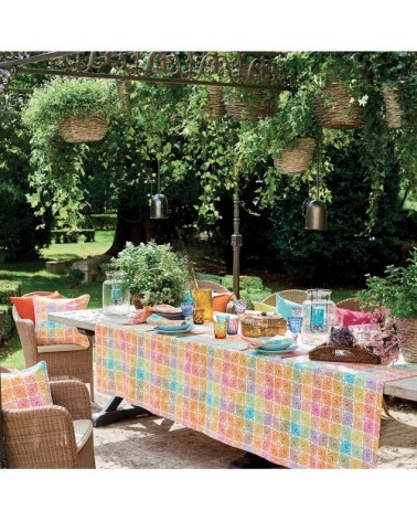 Nappe carrée  pur coton multicolore 155x155 cm