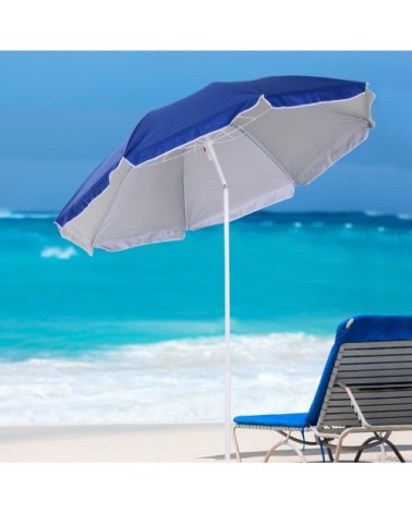 Parasol inclinable octogonal de plage bleu