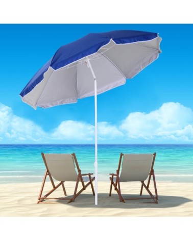 Parasol inclinable octogonal de plage bleu