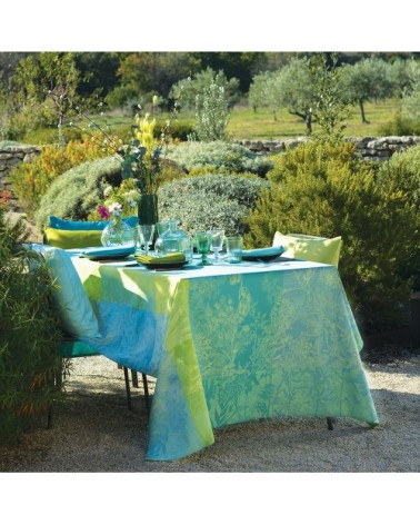 Nappe carrée antitache déperlant pur coton vert 155x155 cm