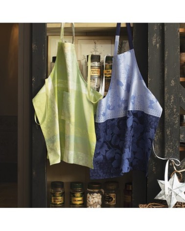 Tablier antitache déperlant pur coton bio bleu 86x76