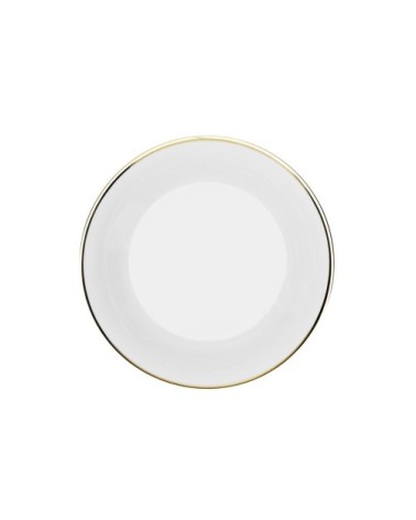 Assiette creuse Porcelaine de Limoges Blanche - Bord doré 19 cm