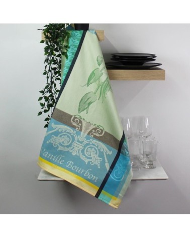 Torchon  pur coton vert 56x77