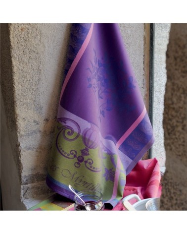 Torchon  pur coton violet 56x77