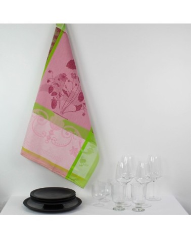 Torchon  pur coton rose 56x77