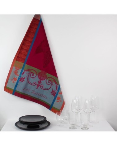 Torchon  pur coton bordeaux 56x77