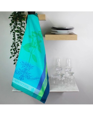 Torchon  pur coton vert 56x77