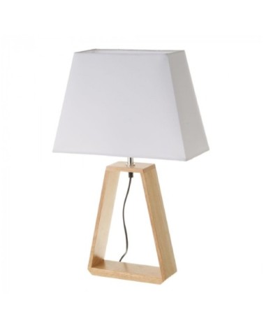 Lampe à Poser Triangle Bois et Abat-jour Blanc - Hauteur 60cm