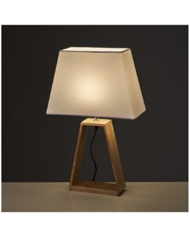 Lampe à Poser Triangle Bois et Abat-jour Blanc - Hauteur 60cm