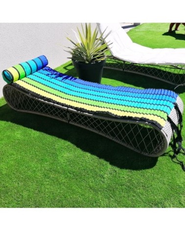 Matelas de plage pour bain de soleil happy men bleu  60 x 180