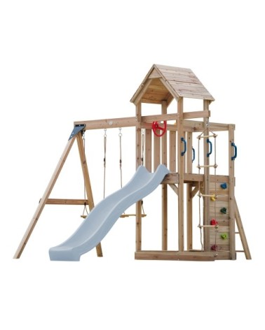 Aire de jeux avec toboggan, balançoire & échelle de corde, bleu