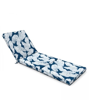 Coussin bain de soleil polyester bleu et blanc 186 x 60 x 5 cm