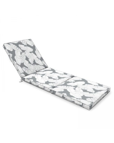 Coussin pour bain de soleil  en polyester imprimé feuilles gris