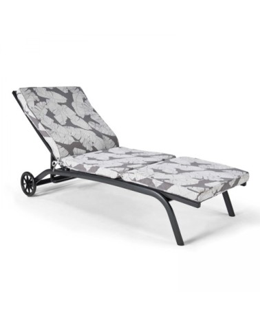 Coussin pour bain de soleil  en polyester imprimé feuilles gris