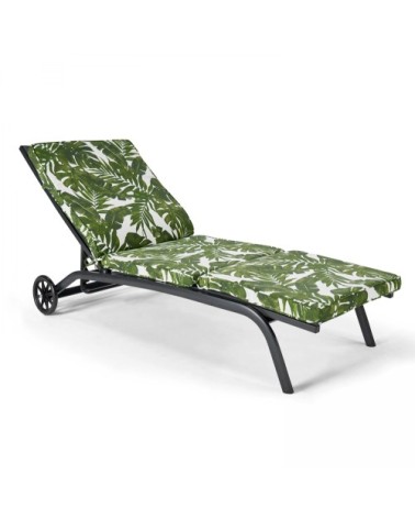 Coussin bain de soleil polyester blanc et vert 186 x 60 x 5 cm