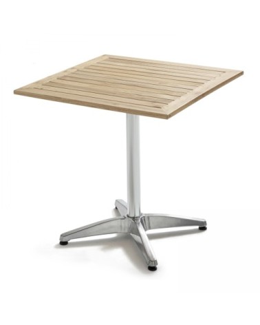 Table de jardin carrée aluminium et bois