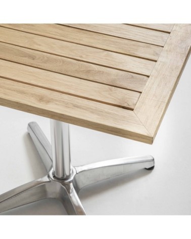 Table de jardin carrée aluminium et bois