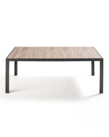 Table de jardin structure aluminium et céramique aspect bois