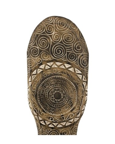 Figure soleil sculpé avec pied en bois marron